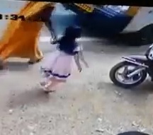 CCTV: Little Girl Ranover by Moronic Truck Driver 