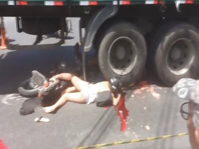 Pretty Girl Crushed By Trucks Wheels