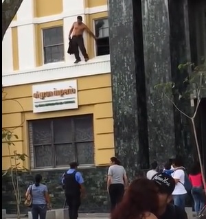 Suicide Practice? Guy Jumps off One Story