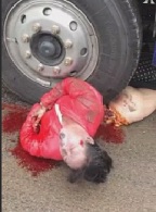 Girl Who Used to have a Nice Ass is Crushed under Wheel of Truck