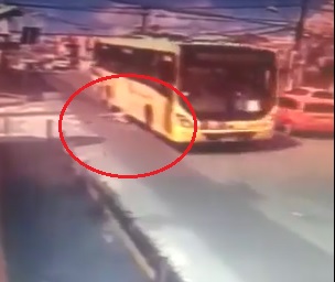Guy Falls Out of Bus Then is Crushed... 
