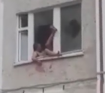 Moronic Bleeding Drunk Guy Falls Out of Window