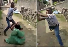 Dude Beats Woman Then Attacks Cameraman