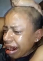 Crying Woman Beaten and Has her Head Shaved.