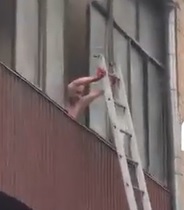 Whacked Out Naked Dude Fights Fire Fighters & Jumps