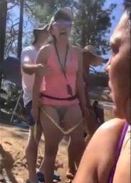 Crazy Karen Bitch Freaks out on Beach over Social Distacing