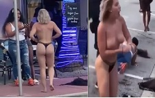 Hot Topless Blonde Beats the Shit Out of Black Bitches (2 Angles)