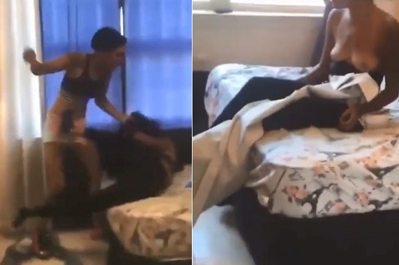 Cute Black Bitches Fight in Bedroom... Titties Out.