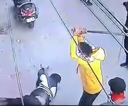 Poor Dude Attacked with Swords.