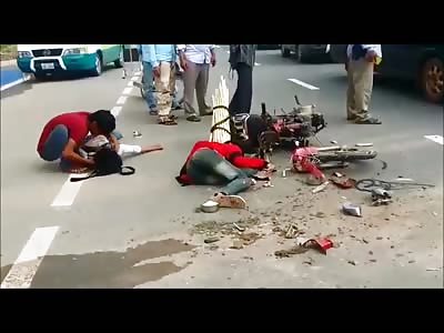 MOTORBIKE CRASH WITH  A CIMENT TRUCK