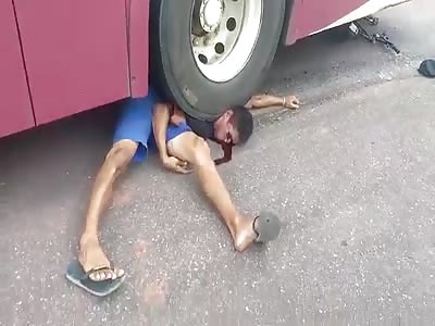 Young cyclist hit by a bus