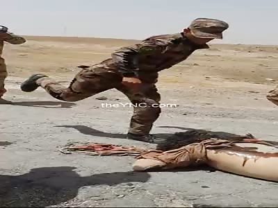 Daesh caught lying unconscious and received several kicks to the head