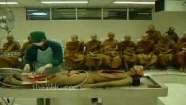Buddhist Monks Watchs the Necropsy of Their Mate