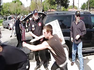 FULL FIGHT VIDEO: THE KKK GETS BEAT UP IN ANAHEIN