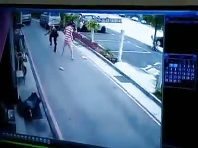 POLICE BEING STABBED BY TRUCK DRIVER