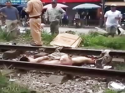 MANGLED CORPSE IN ACCIDENT WITH TRAIN