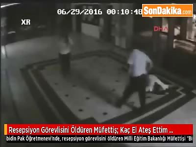 MAN BEING MURDERED IN A HOTEL ENTRANCE 