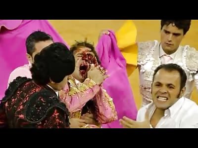 SPANISH BULLFIGHTER GORED TWO TIMES IN THE SAME EYE