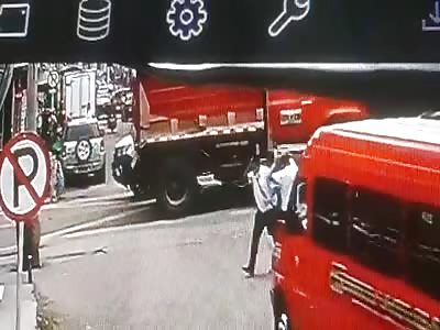 RIDER CRUSHED BY FIRE TRUCK