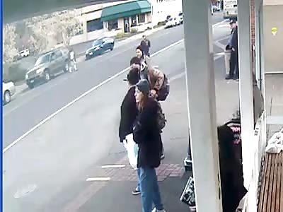 Homeless Man Sucker Punched  Bus Stop. 
