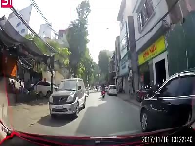 Moped catches fire in Vietnam