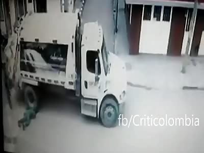 twice death.Garbage Man is Hit by Motorcycle..then Run Over by his Own Truck 