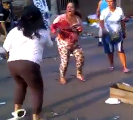  two fat women fighting over husband with knife