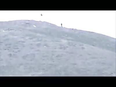 An ISIS hilltop fighting position gets a massive amount of overkill from US airstrikes