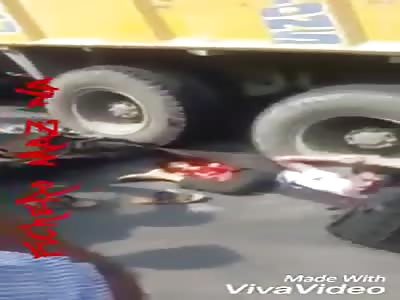 Man squashed by truck new angle and better quality
