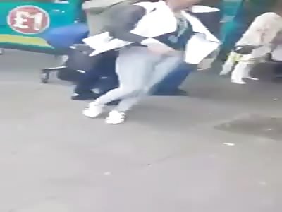 Two grown woman fighting over the last toilet roll in Poundland