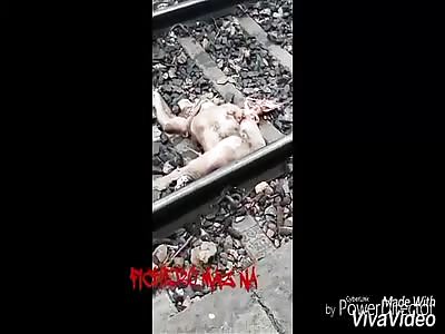 Naked man and shredded by train