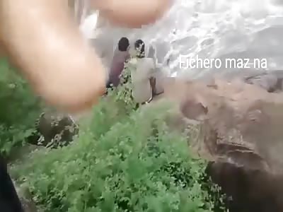 MAN FALLS FOR THE WATERFALL