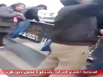 WOMAN JUMPS BRIDGE AND FALLS ON TRUCK