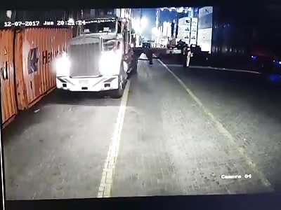 TRUCK PULLS A MAN