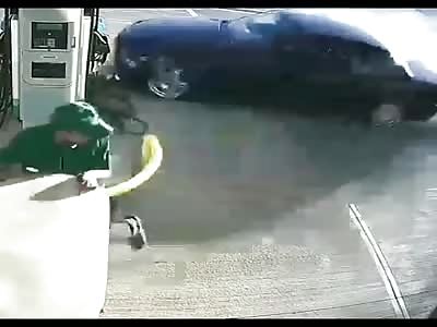 CAR IS STATED AGAINST GAS STATION
