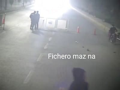 Policemen go airborne as car hits checkpost