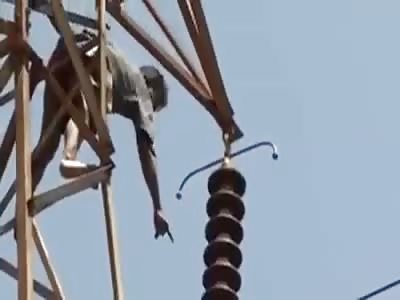 Crazy Man Ends it All on Powerlines 