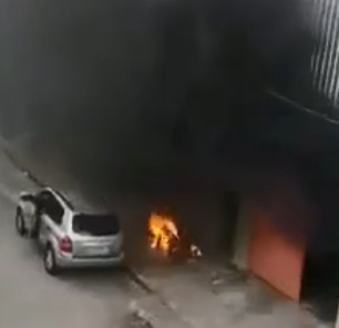 Man Burned Alive in Factory Fire  (Two Angles) 
