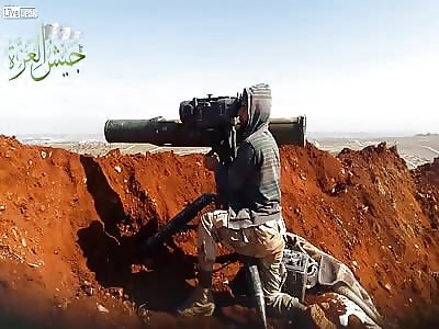 Sunni rebels engage a terrorist T-72 with TOW in Al-Taamurah. 