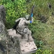 Landing of a Ukrainian Soldier from an American-Made Bradley On an Anti-Personnel Mine
