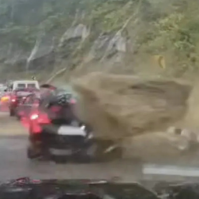 Giant Boulder Crushes Cars After Landslide In Nagaland (Action & Aftermath)