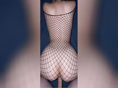 Asian wife fishnet doggy