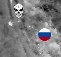 Thermal drone view of ORC troops targeted with artillery