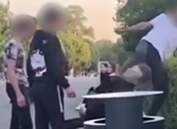 Teenagers harassed the man and he was brutally kicked in the head