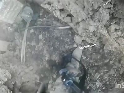 Ukrainian soldiers clearing trenches from Russian invaders