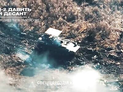Russian BMP-2 Crushes Their Own Russian Infantry
