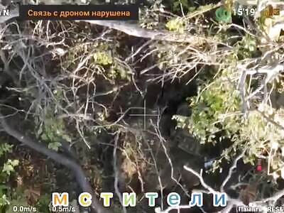 An injured Ukrainian soldier burns alive after being hit by a grenade