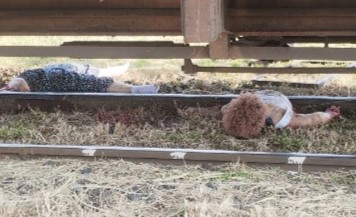 woman was cut in half on a train track