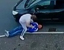 Angry man savagely beating his neighbor after argument 