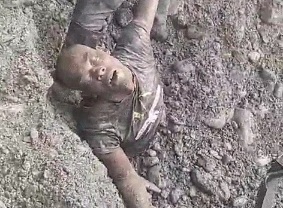 Work accident , Worker buried in a gold mine 